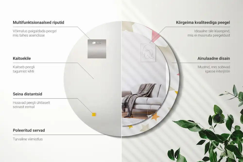 Specchio circolare decoro Stelle pastello