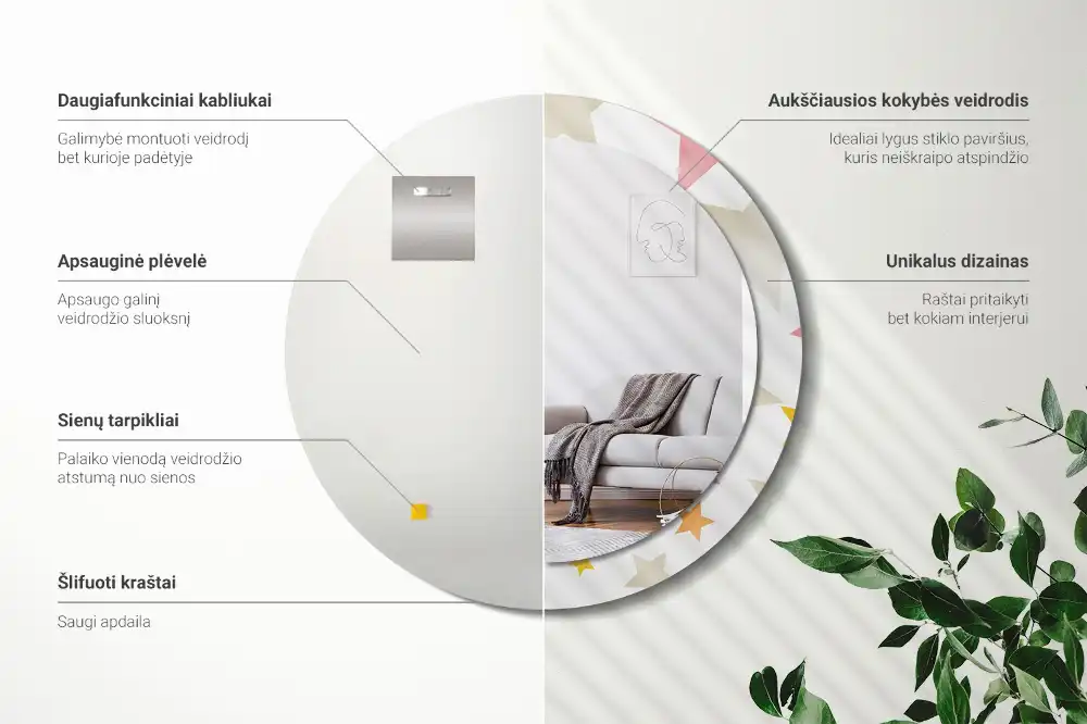 Specchio circolare decoro Stelle pastello