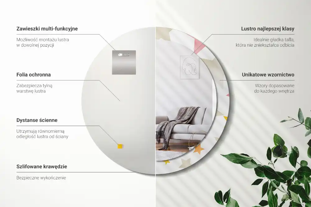 Specchio circolare decoro Stelle pastello