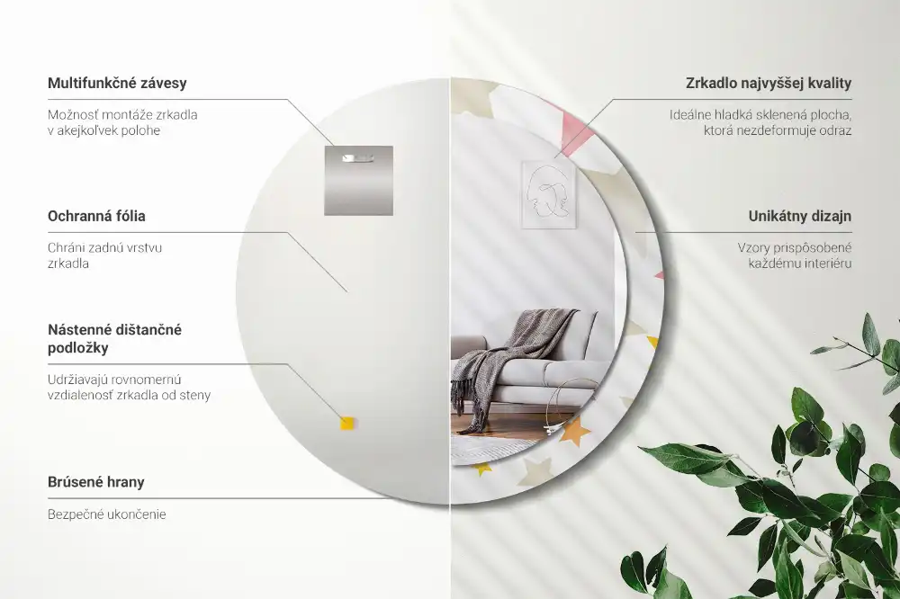 Specchio circolare decoro Stelle pastello