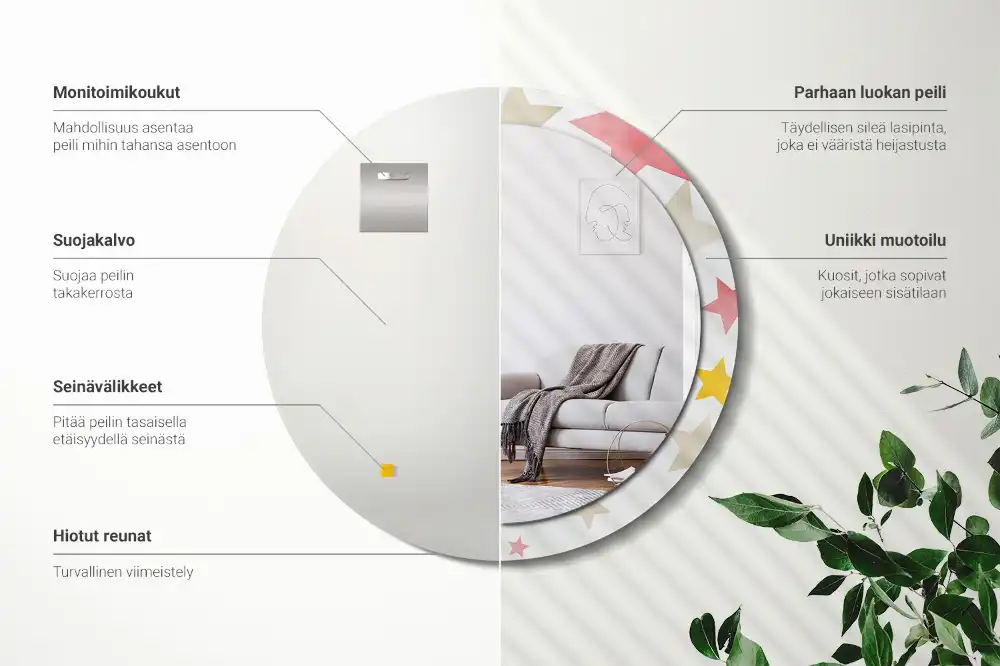 Specchio circolare decoro Stelle pastello