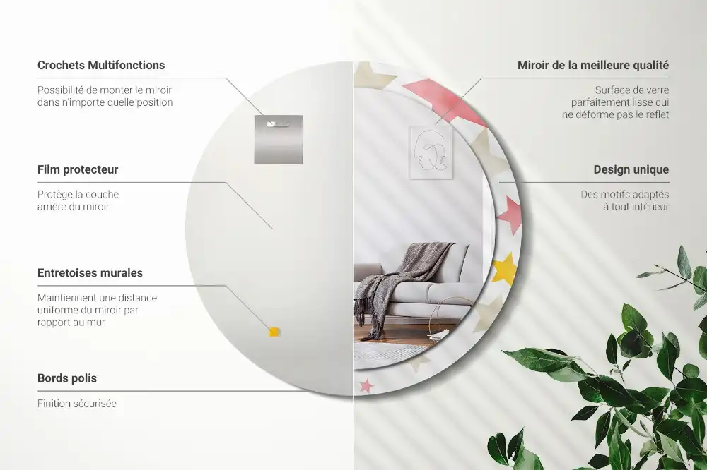 Specchio circolare decoro Stelle pastello