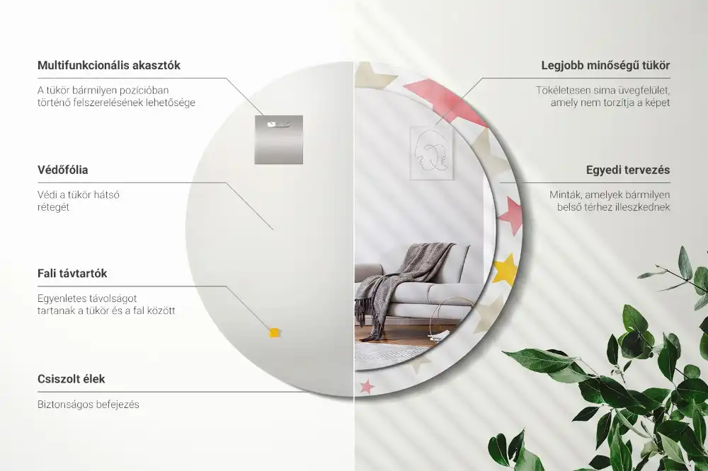 Specchio circolare decoro Stelle pastello