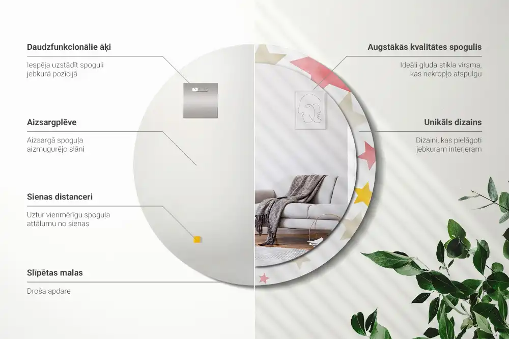 Specchio circolare decoro Stelle pastello