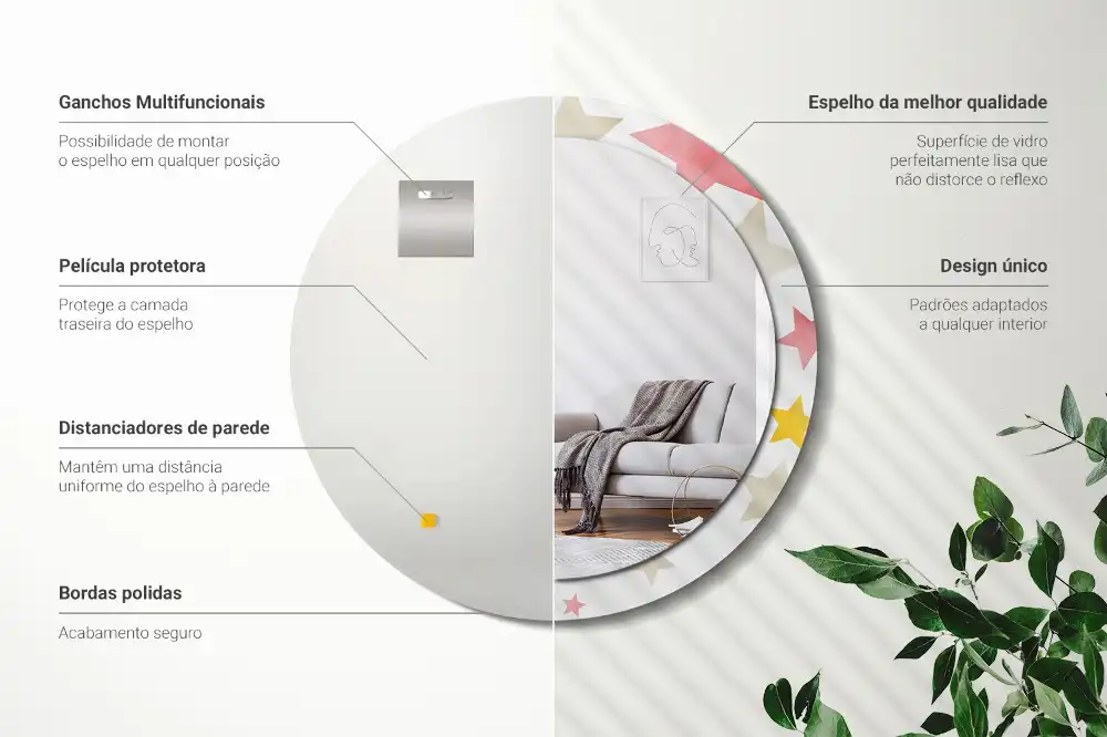 Specchio circolare decoro Stelle pastello