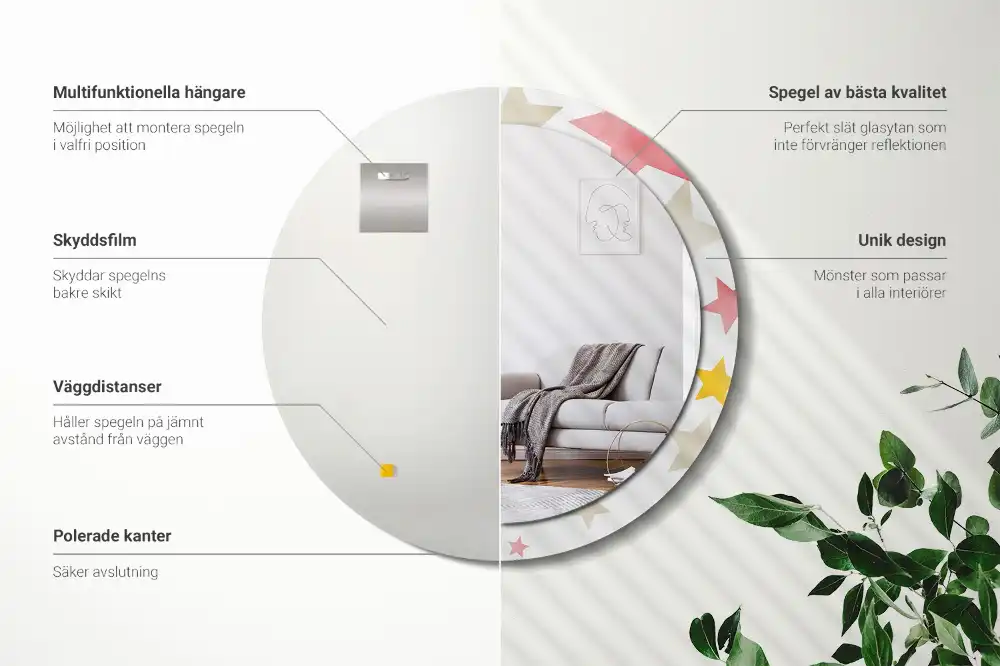 Specchio circolare decoro Stelle pastello