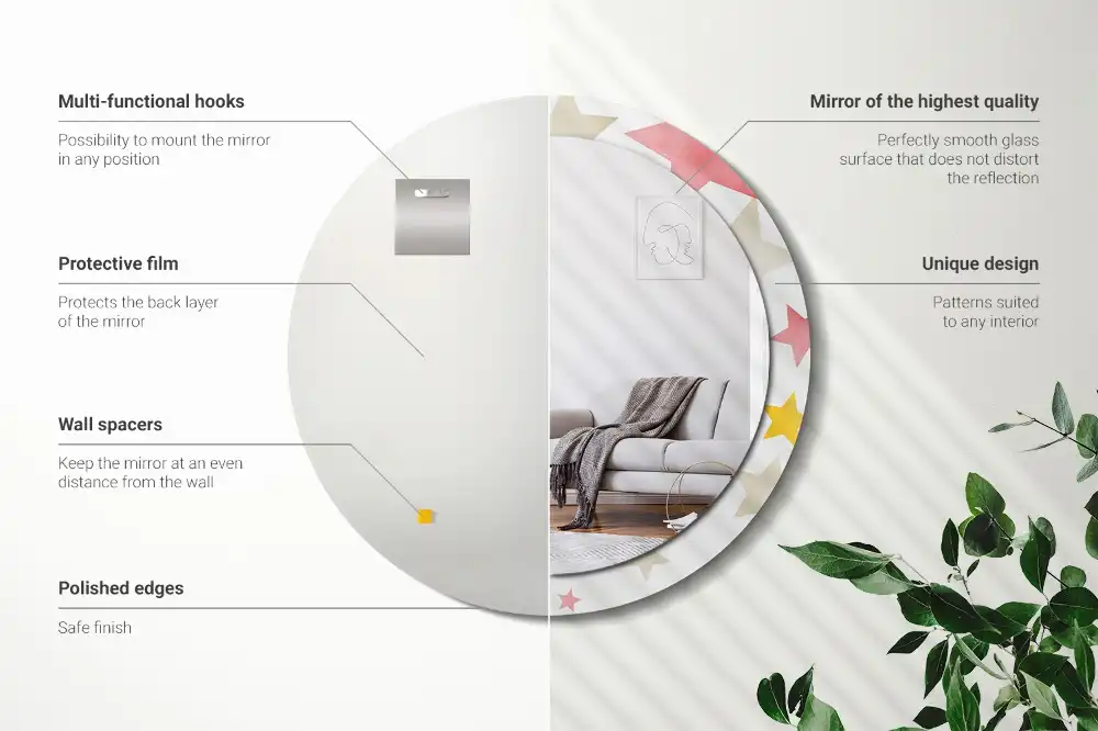 Specchio circolare decoro Stelle pastello