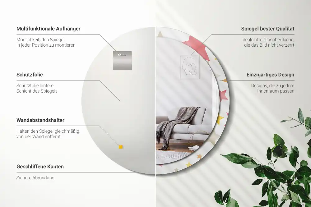 Specchio circolare decoro Stelle pastello