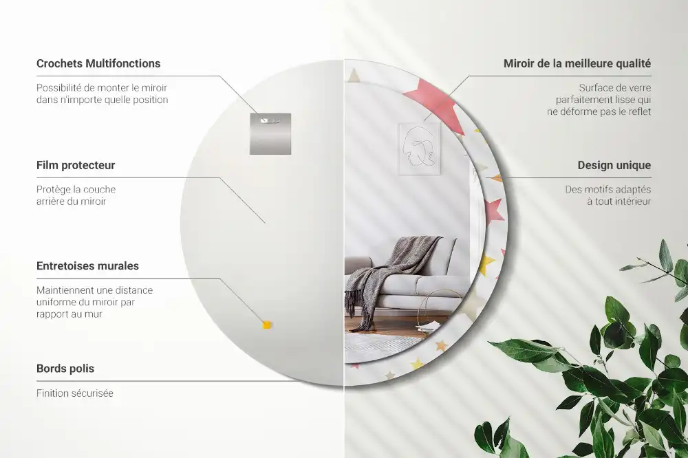 Specchio circolare decoro Stelle pastello