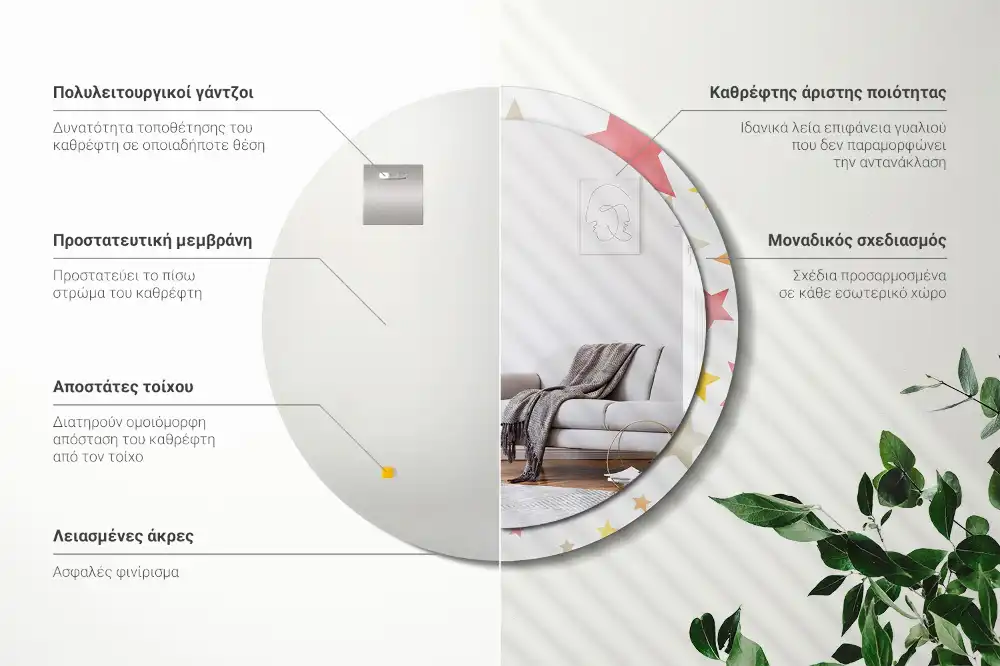 Specchio circolare decoro Stelle pastello