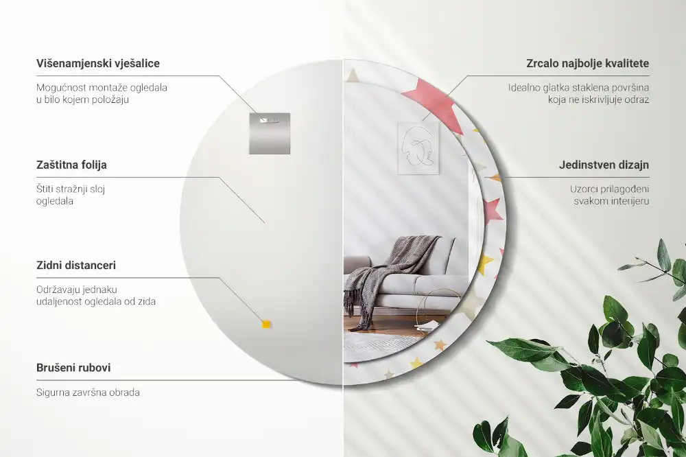 Specchio circolare decoro Stelle pastello