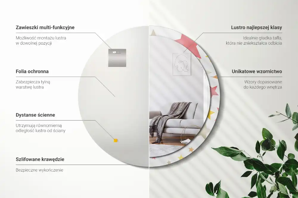 Specchio circolare decoro Stelle pastello