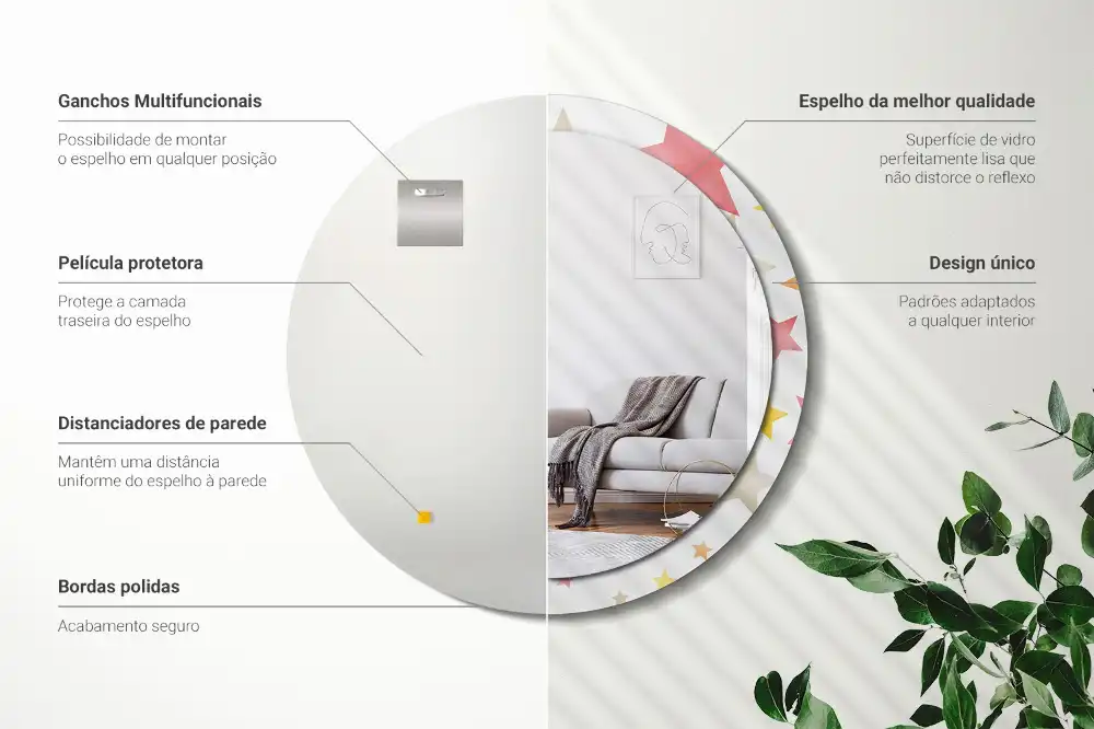 Specchio circolare decoro Stelle pastello