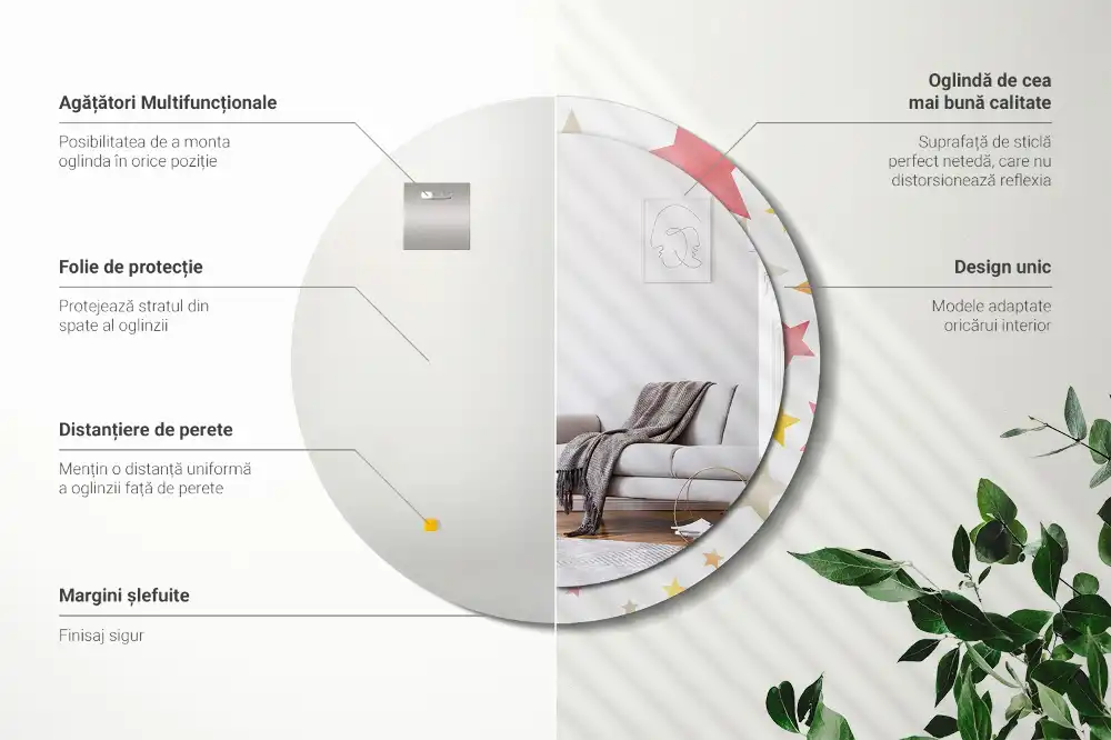 Specchio circolare decoro Stelle pastello