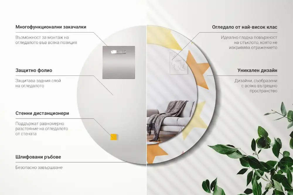 Specchio circolare decoro Stelle pastello