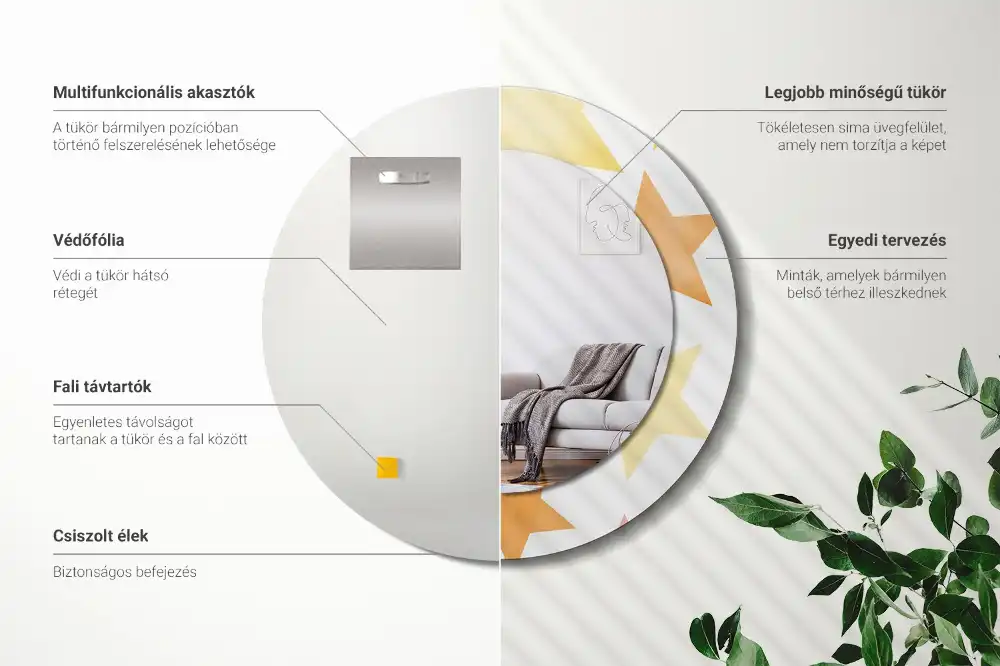 Specchio circolare decoro Stelle pastello