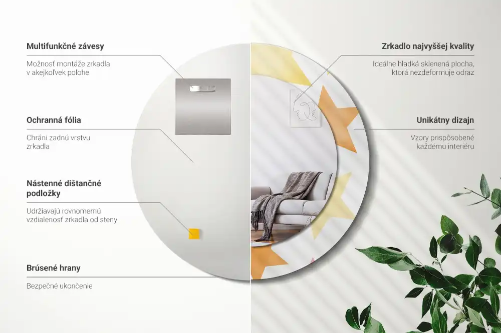 Specchio circolare decoro Stelle pastello