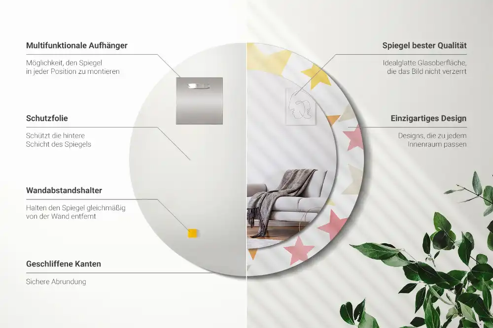 Specchio circolare decoro Stelle pastello