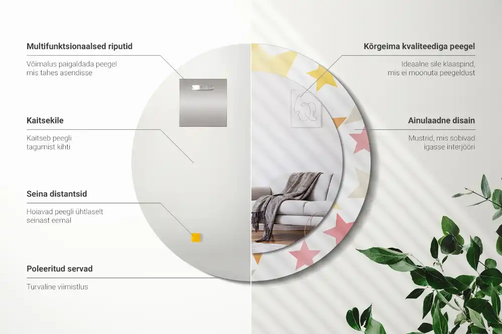 Specchio circolare decoro Stelle pastello