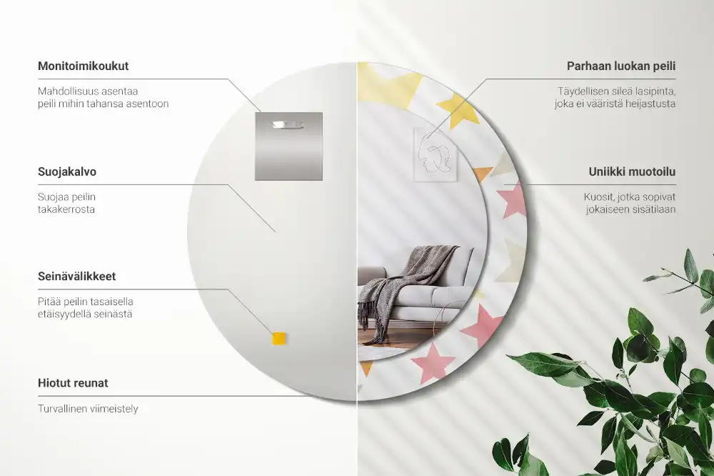 Specchio circolare decoro Stelle pastello