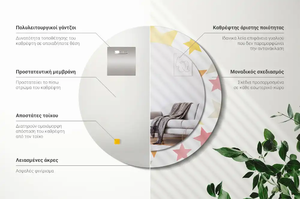 Specchio circolare decoro Stelle pastello