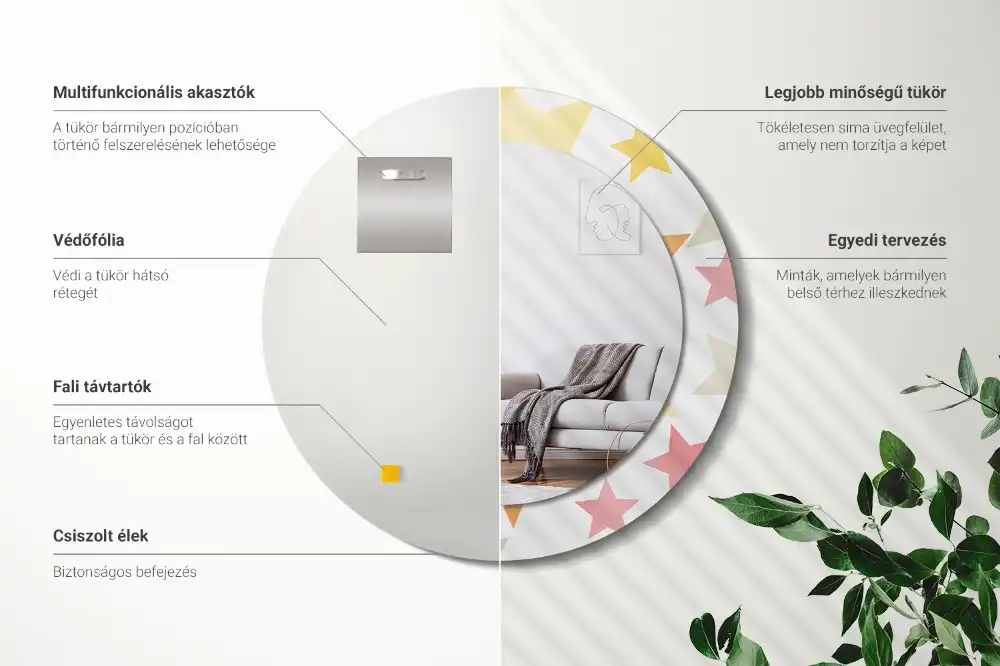 Specchio circolare decoro Stelle pastello