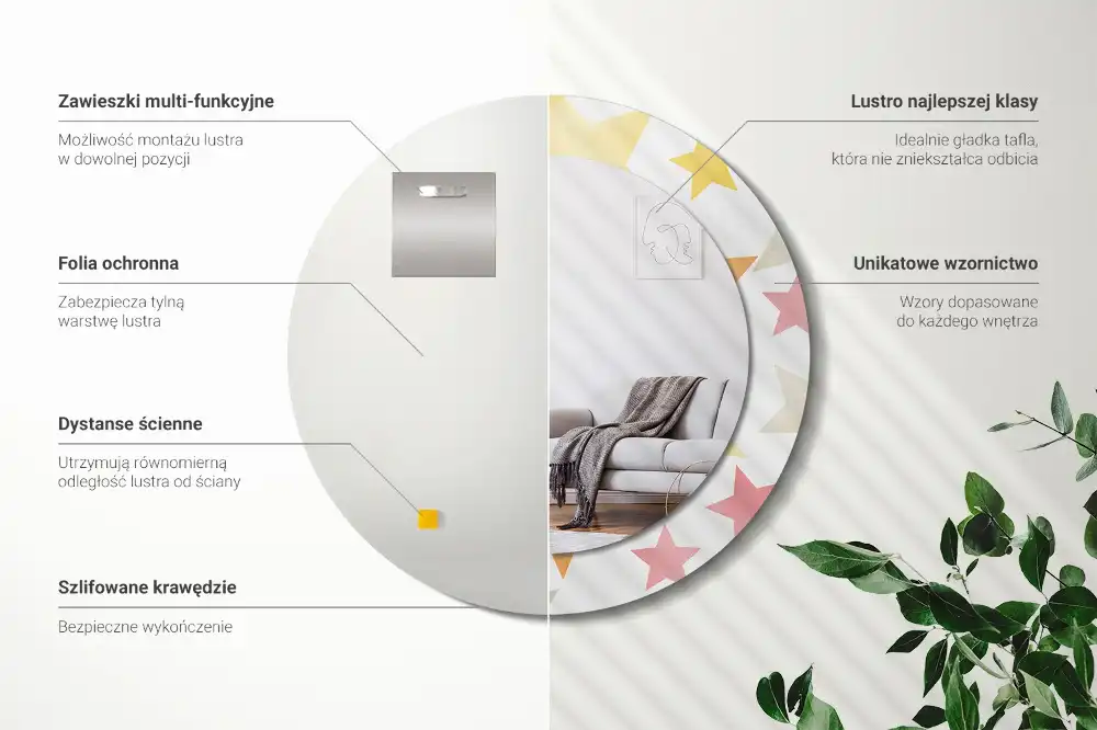 Specchio circolare decoro Stelle pastello