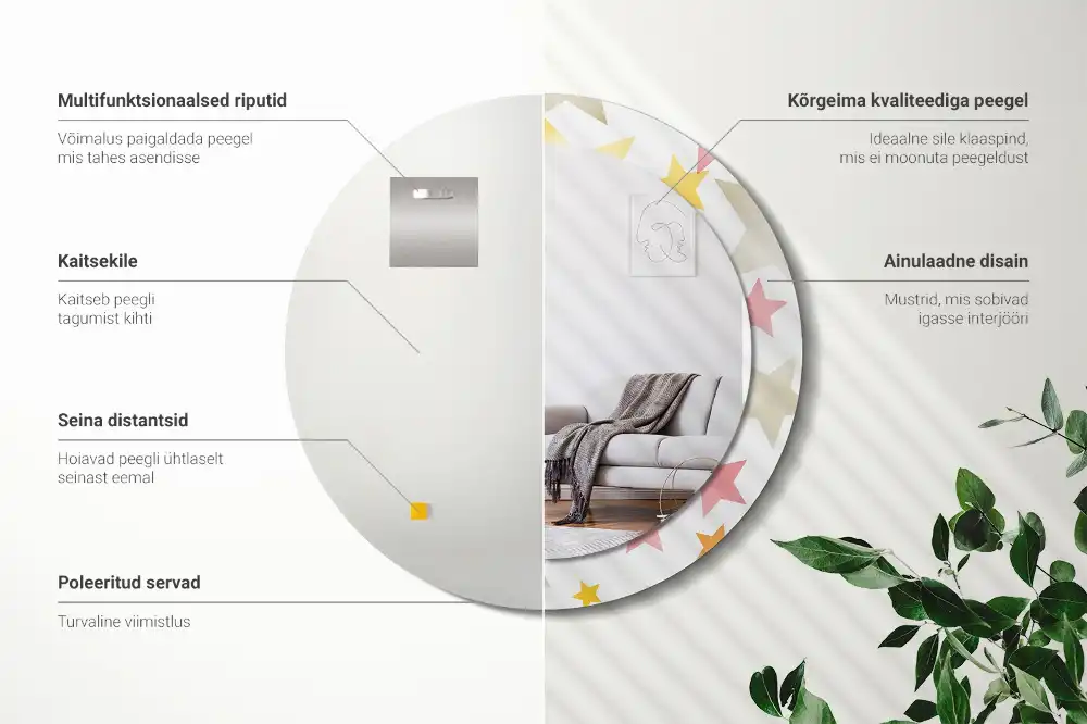 Specchio circolare decoro Stelle pastello