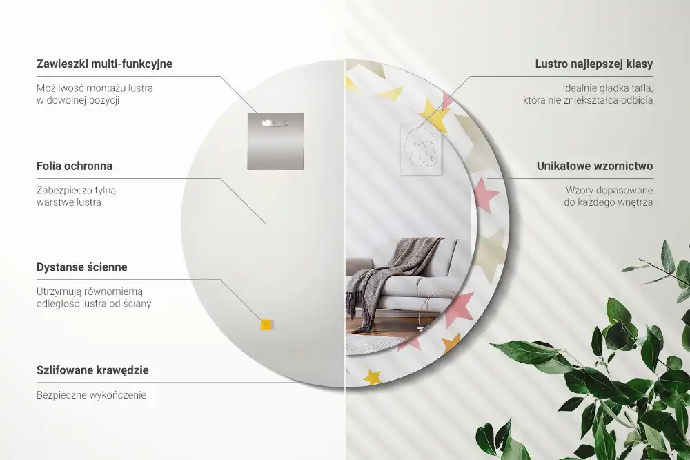 Specchio circolare decoro Stelle pastello