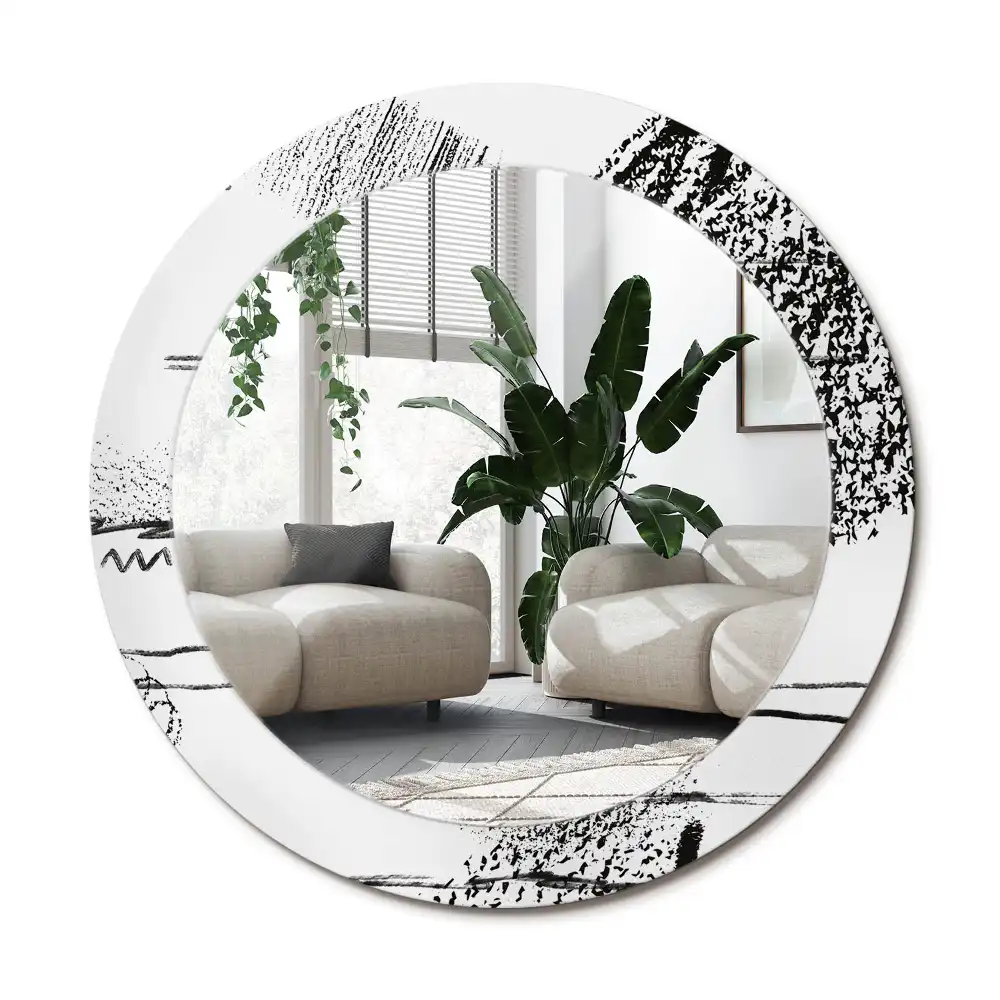 Specchio rotondo con cornice stampata Motivo graffiti