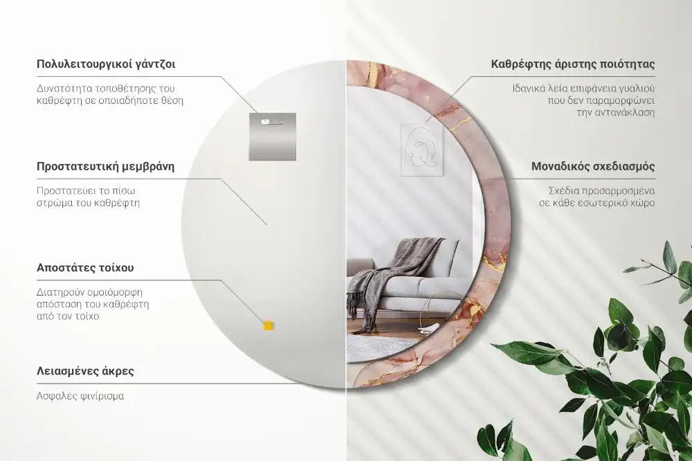 Specchio circolare decoro Fluido astratto