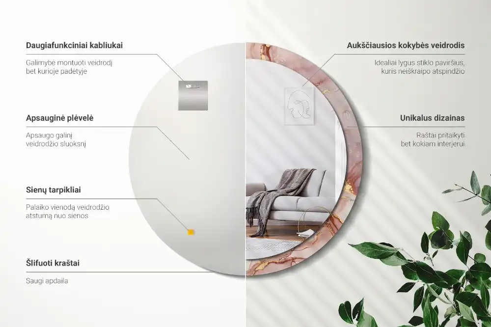 Specchio circolare decoro Fluido astratto