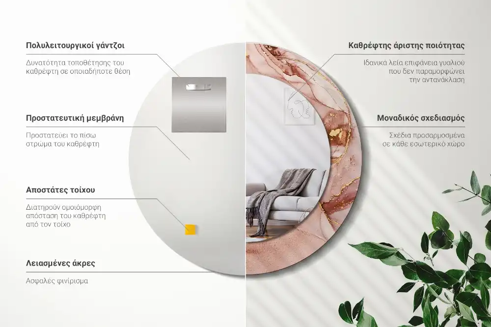 Specchio circolare decoro Fluido astratto