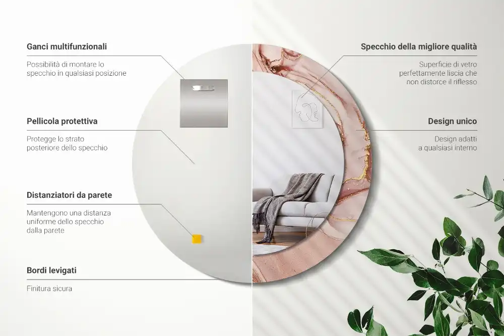 Specchio circolare decoro Fluido astratto