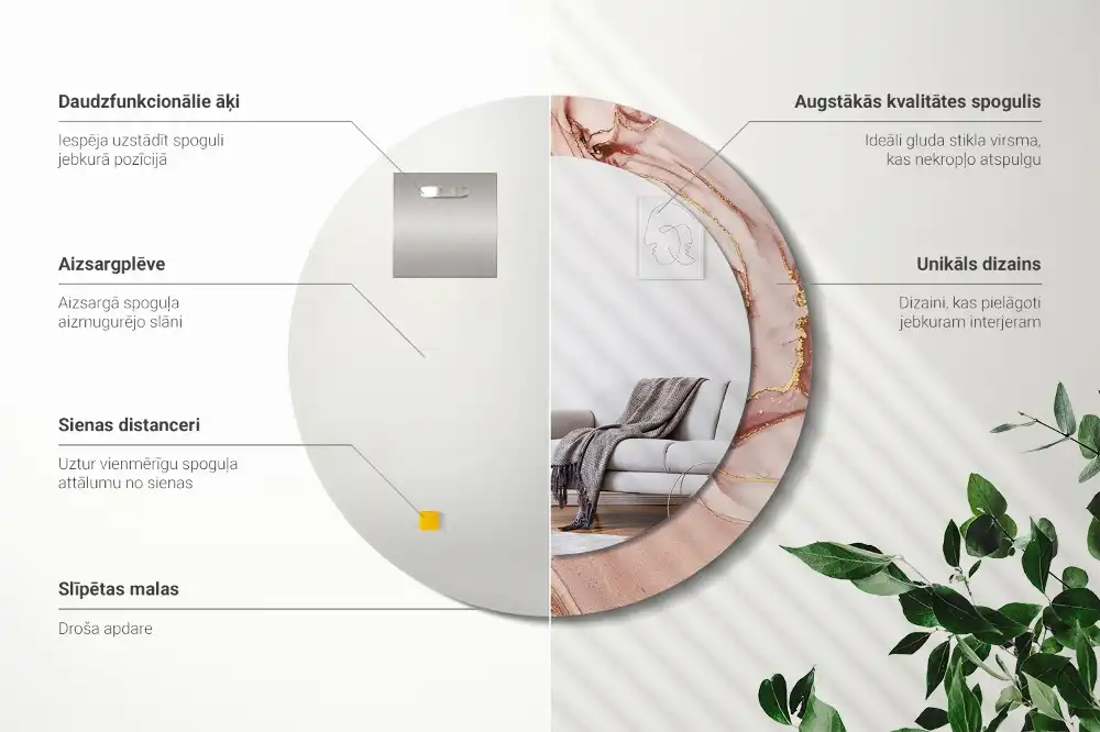 Specchio circolare decoro Fluido astratto