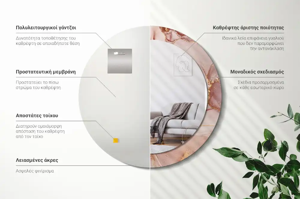 Specchio circolare decoro Fluido astratto