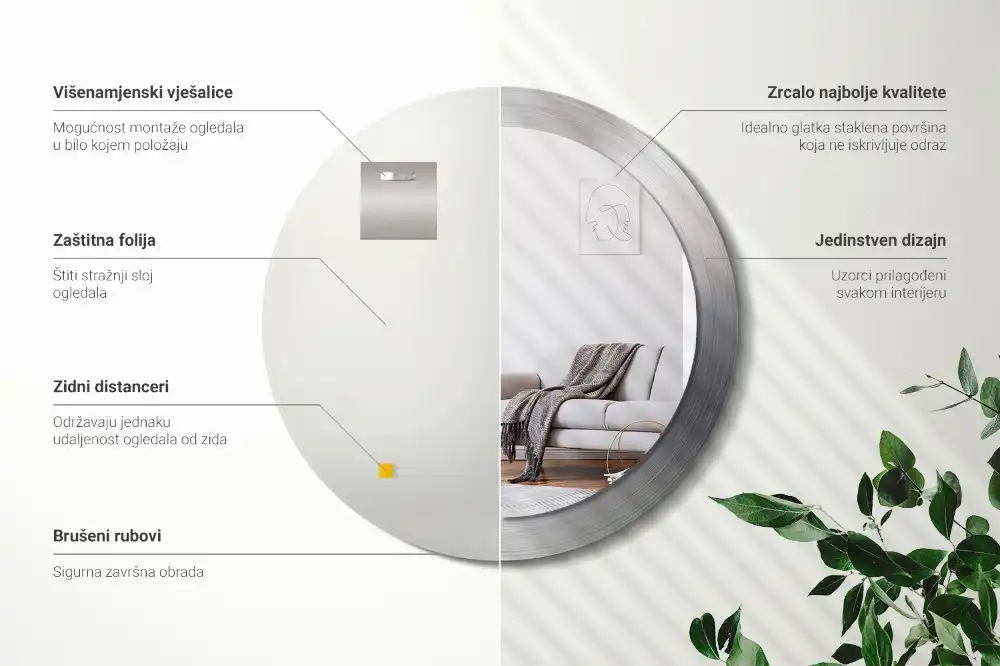 Specchio circolare stampato Metallo imitazione