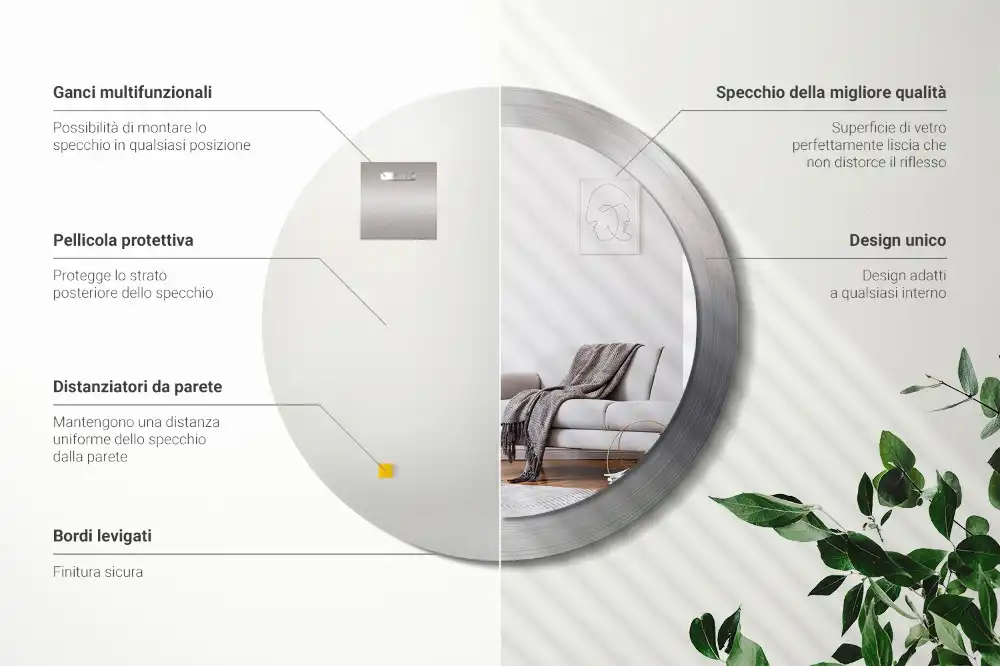 Specchio circolare stampato Metallo imitazione