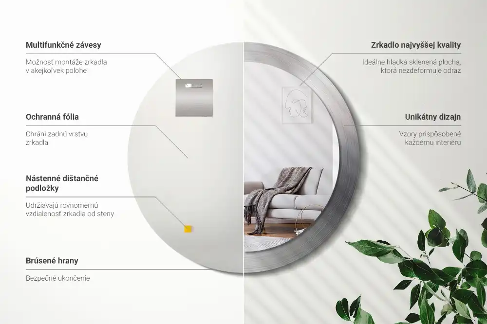 Specchio circolare stampato Metallo imitazione