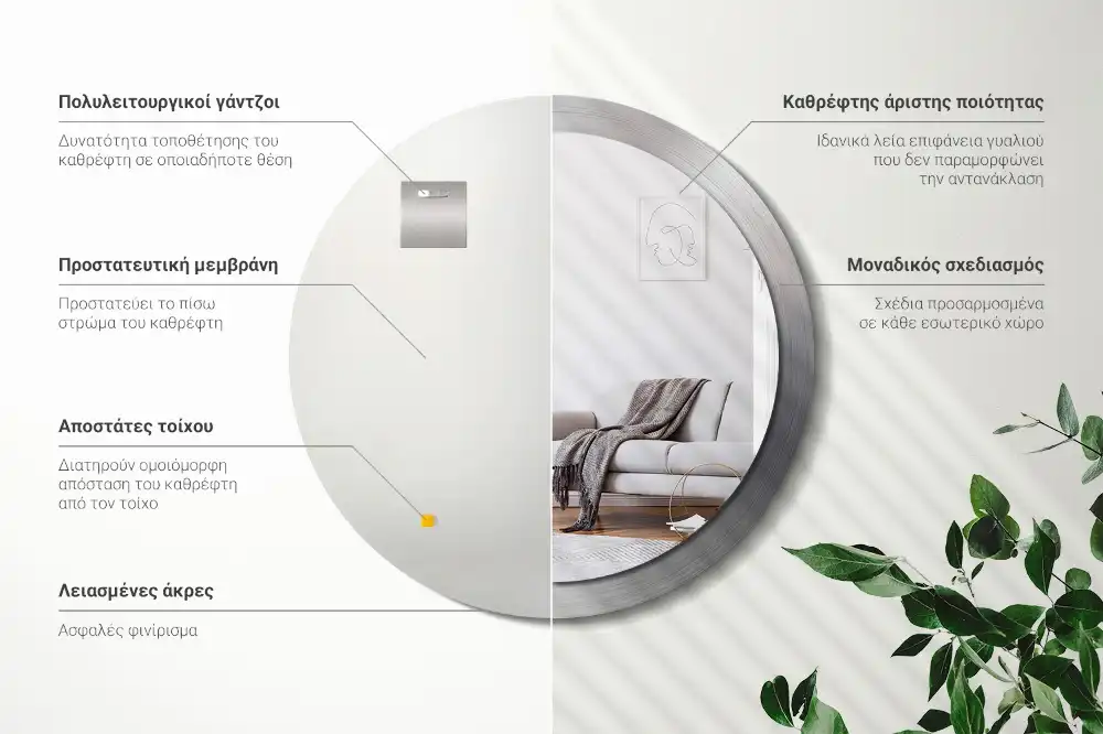 Specchio circolare stampato Metallo imitazione