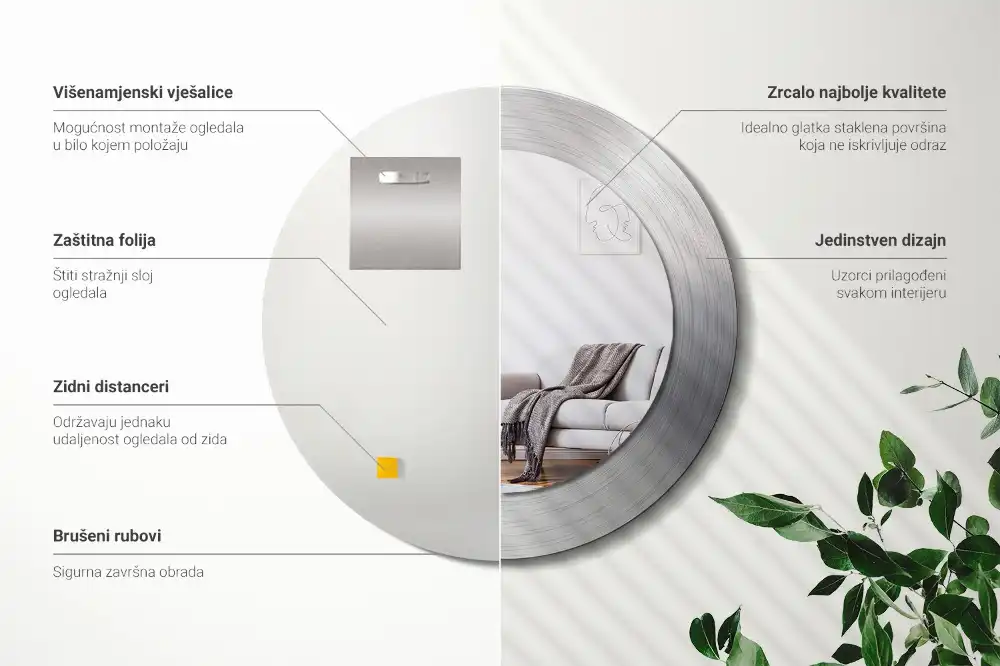 Specchio circolare stampato Metallo imitazione