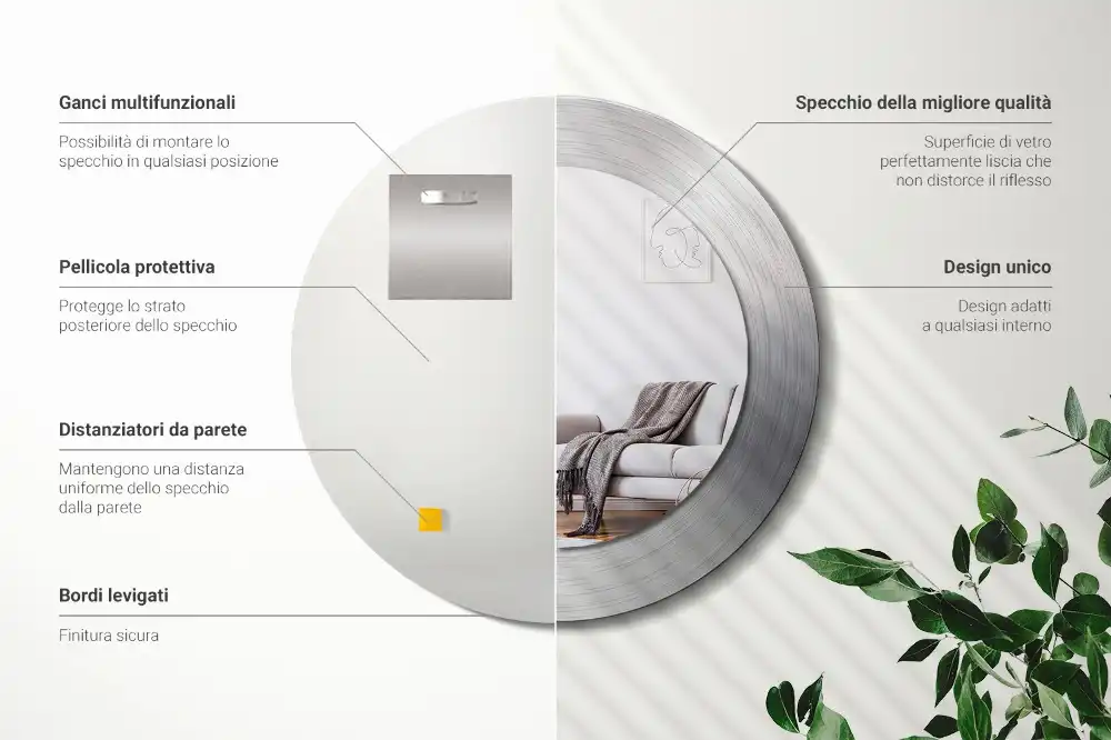 Specchio circolare stampato Metallo imitazione