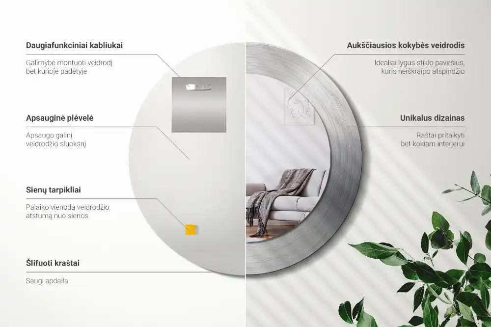 Specchio circolare stampato Metallo imitazione