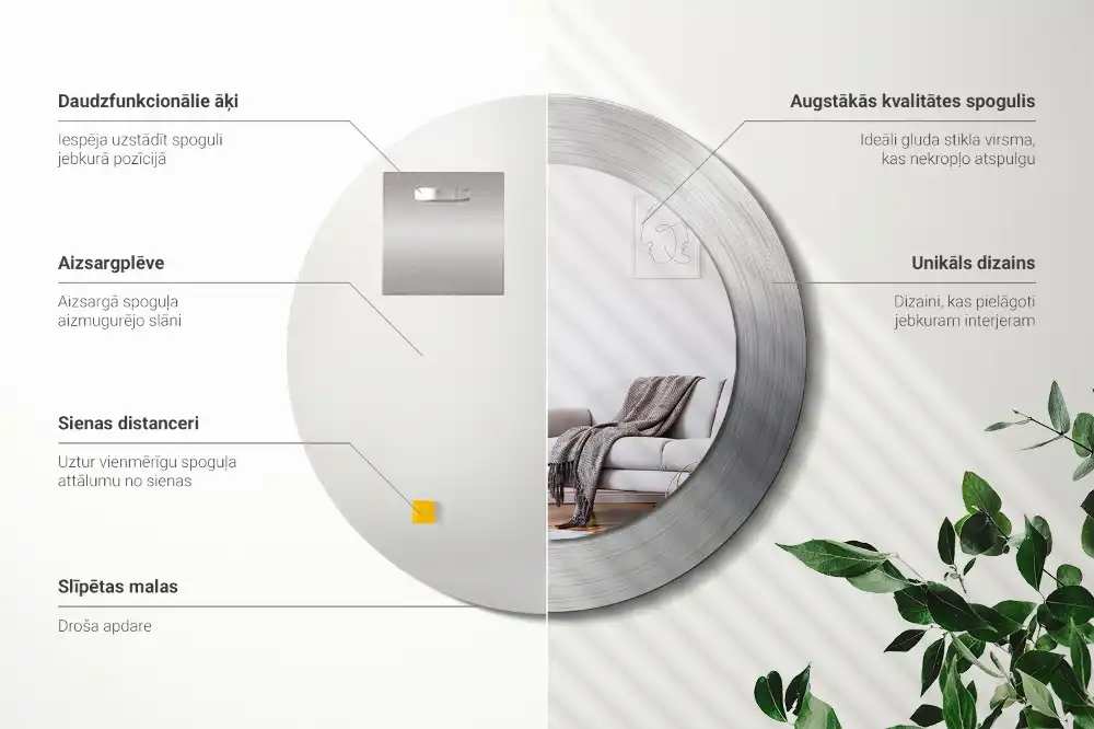 Specchio circolare stampato Metallo imitazione