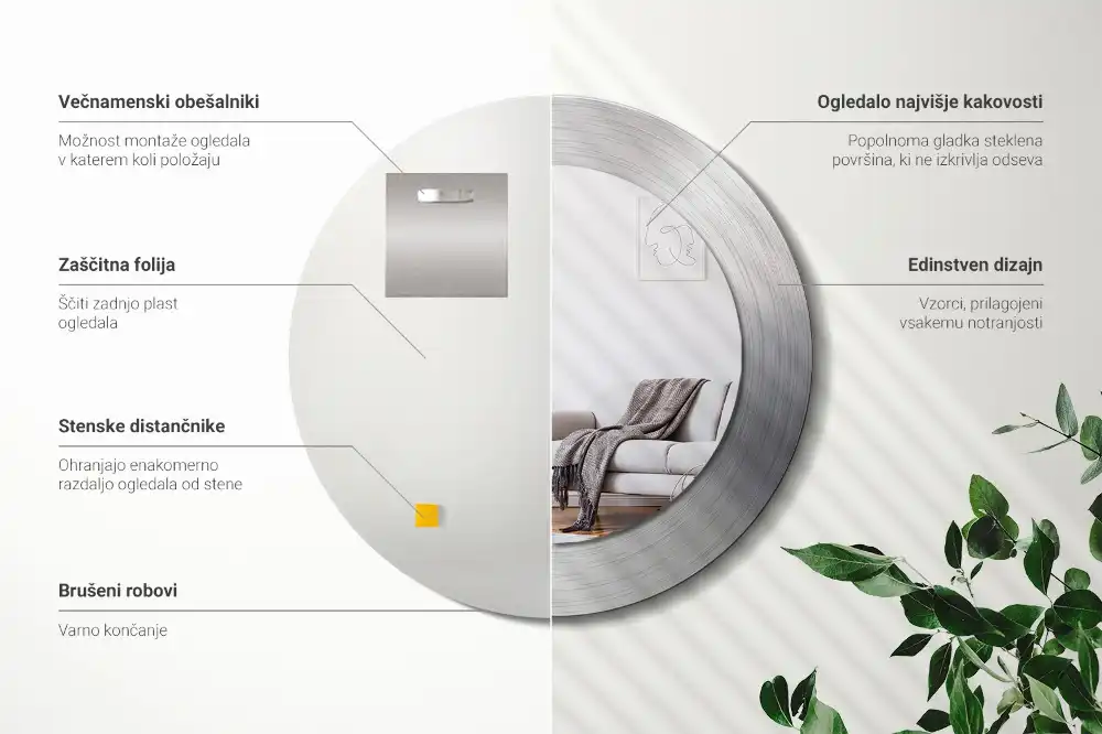 Specchio circolare stampato Metallo imitazione