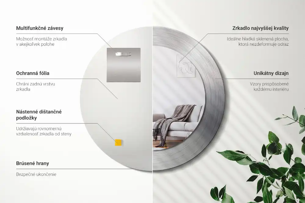 Specchio circolare stampato Metallo imitazione