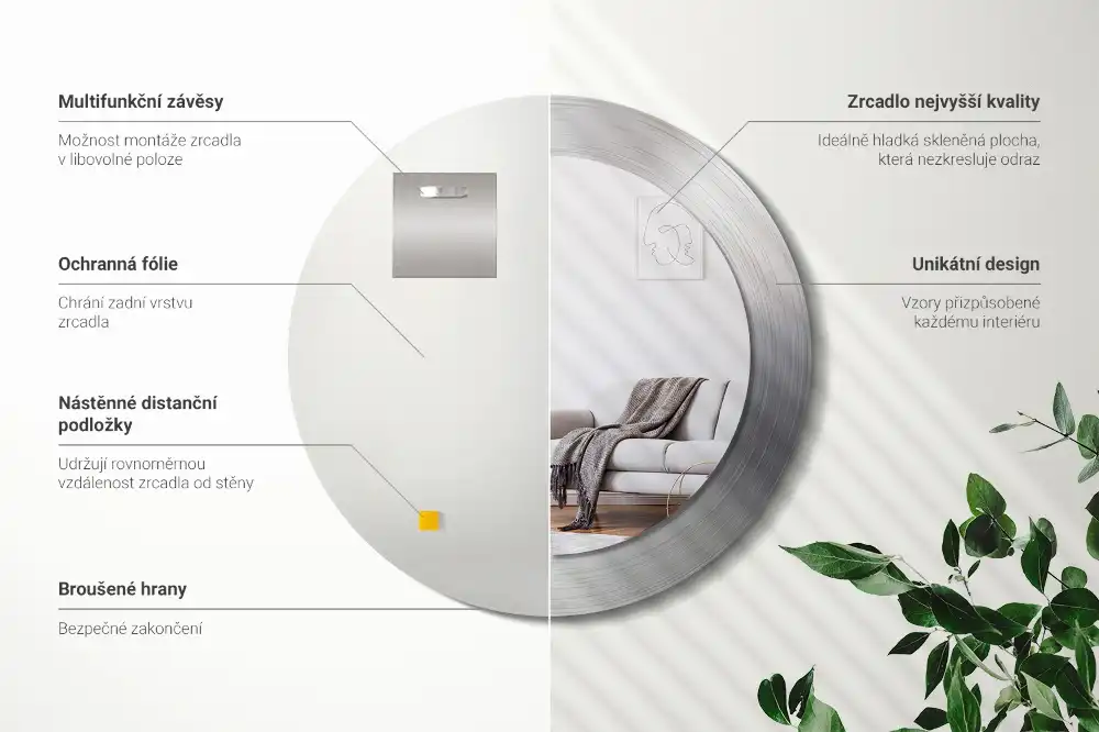 Specchio circolare stampato Metallo imitazione