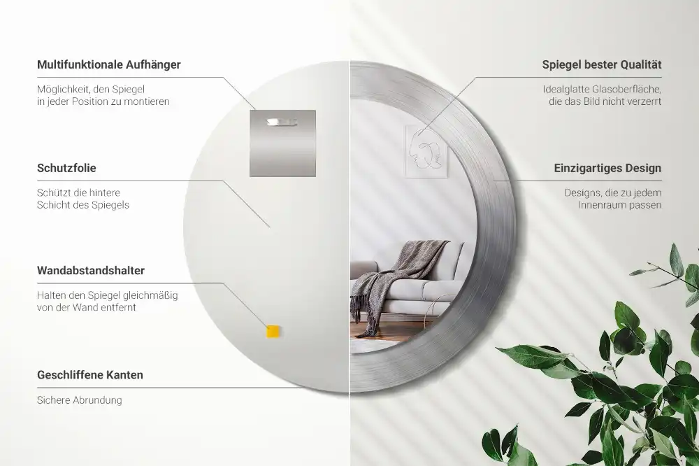 Specchio circolare stampato Metallo imitazione