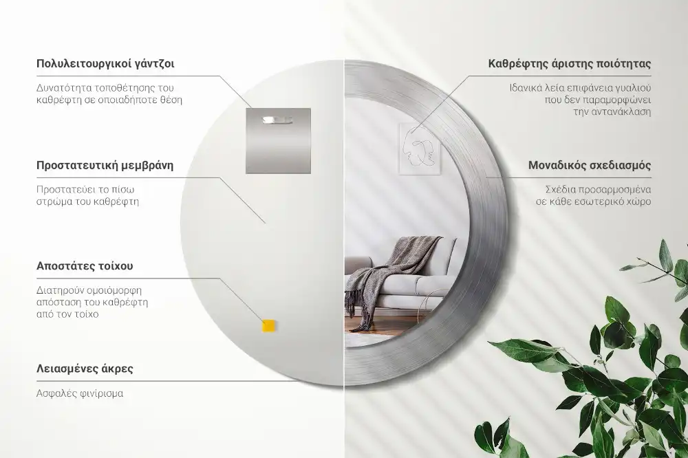 Specchio circolare stampato Metallo imitazione