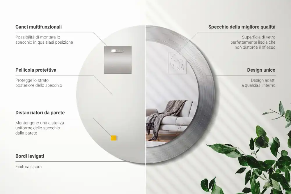 Specchio circolare stampato Metallo imitazione